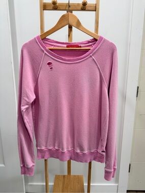 n:PHILANTHROPY Pink Distressed Pullover Sweatshirt